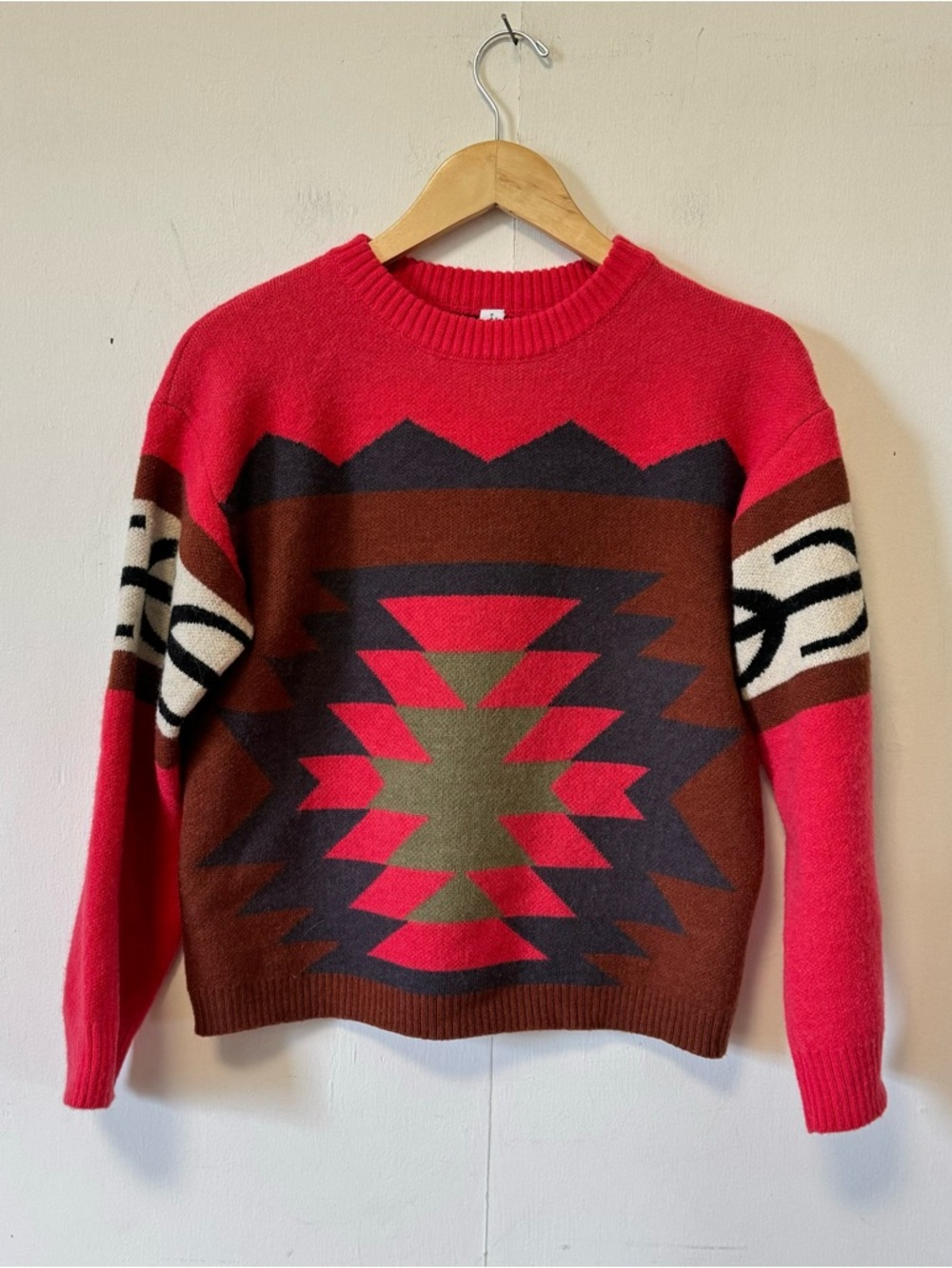 Southwest Aztec Print Sweater Colorful Pink Coastal Cowgirl Womens Small - Picture 7 of 7